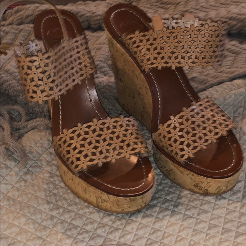 Tory Burch cork wedges